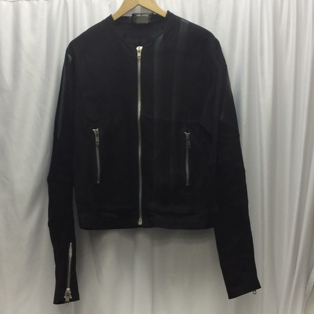 Serious Black Twill & Faux Leather Zipper Jacket M